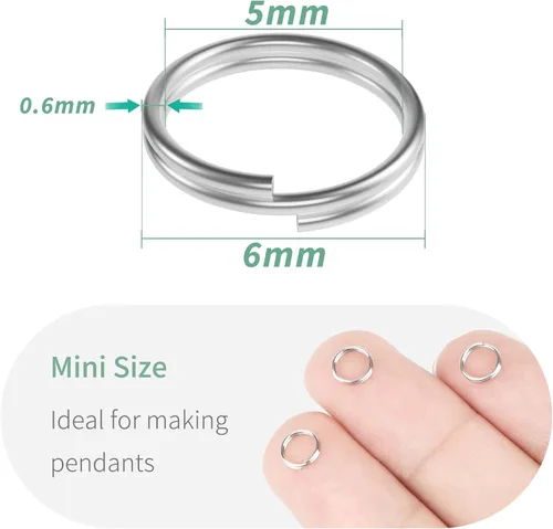 Miniatura 2 de Uniclife 500 mini anillos de metal de 0.236 pulgadas para joyas, collares, pulseras, aretes y adornos de manualidades Bucles dobles
