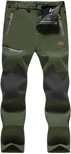 MAGCOMSEN Pantalones de invierno para hombre, con forro polar, resistentes al agua, 4 bolsillos con cremallera, pantalones para exteriores
