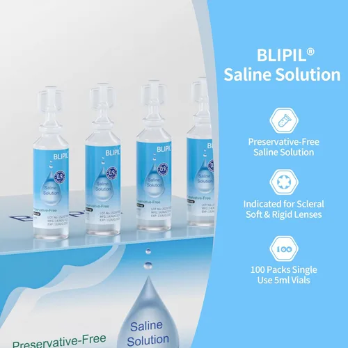 Miniatura 2 de Solución salina libre de conservantes, 100 viales de 0.2 fl oz cada uno, para lentes de contacto esclerales, suaves y rígidas, permeables a