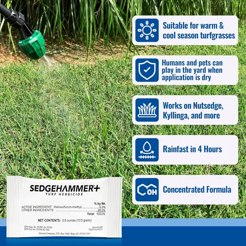 Miniatura 12 de Sedgehammer Plus Turf Herbicida - Paquete de 6 unidades de 0.48 oz de mata nuez morada y amarilla hecha en Estados Unidos para césped