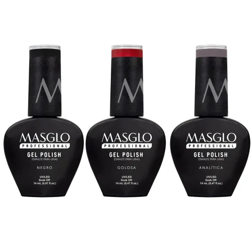 Miniatura 6 de MASGLO Kit de esmalte de gel, encanto auténtico, 3 tonos rebeldes apagados, manicura semipermanente UV/LED vegana, uso de 30 días, acabado de borde