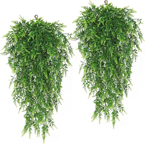 Miniatura 9 de RECUTMS Plantas colgantes artificiales de lavanda falsa, flores resistentes a los rayos UV, decoraciones para interiores y exteriores, 4 paquetes