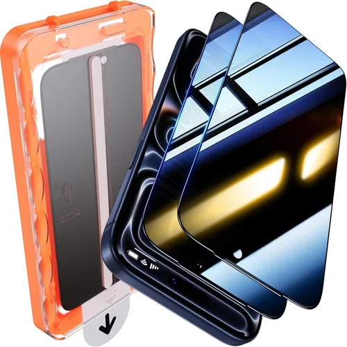 Miniatura 13 de UniqueMe Paquete de 2 protectores de pantalla de privacidad para iPhone 16 Pro/iPhone 17, [grado militar inastillable y dureza 9H+] Pantalla de Negro