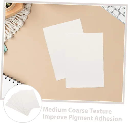 Miniatura 8 de Gogogmee 20 Sheets Handmade Cotton Watercolor Paper Deckled Edge Textured Art Paper for Painting Crafts Wedding Invitations Durable Medium Rough