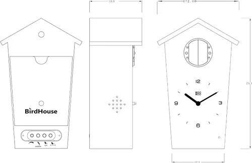 Miniatura 10 de KOOKOO Birdhouse Red Limited Edition, reloj de cuco de diseño moderno con 12 voces naturales de pájaros o llamada de cuco Rojo