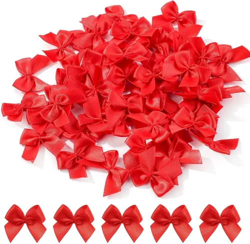 Miniatura 14 de yoyokid 200 mini lazos de cinta de satén de 1 pulgada, pequeños lazos de manualidades decorativos para bricolaje, alfileres de ánimo, pinzas