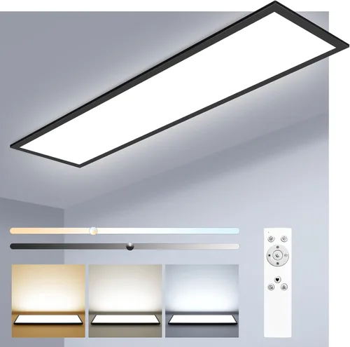 Miniatura 8 de zemty Luz LED de panel plano con control remoto de 22.8 x 7.8 pulgadas, 32 W, 3500 lúmenes, temperatura de color 3000 K-6500 K, lámpara de techo