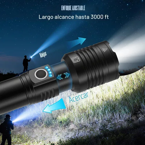 Miniatura 3 de Linternas recargables de alto lúmenes, 100.000 modos únicos, paquete de 2, superbrillantes y potentes LED de 30 W, larga duración de 12 horas