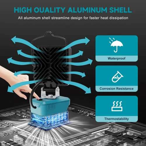 Miniatura 5 de 2 piezas de luz LED de trabajo para batería Makita de 18 V, luz de batería para herramientas Makita 18 V portátil al aire libre iluminación