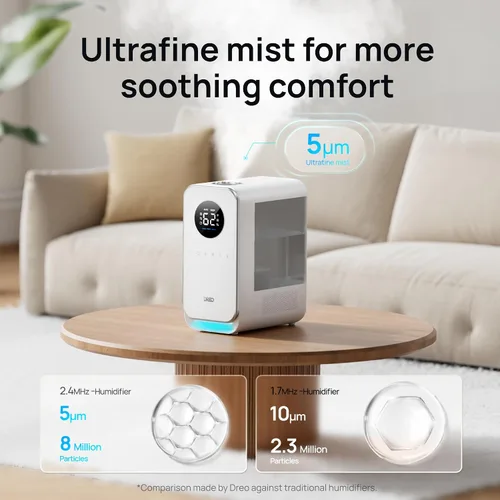 Miniatura 3 de Dreo - Humidificadores para recámara, llenado superior, inteligente, silencioso, vapor frío, difusor de aceite y luz nocturna, tiempo