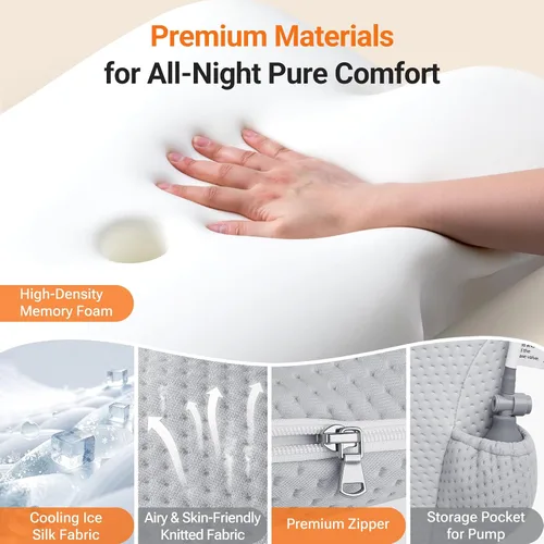 Miniatura 6 de Almohada cervical inflable para dormir con soporte ajustable, almohada ergonómica de espuma viscoelástica para dormir, almohada de apoyo