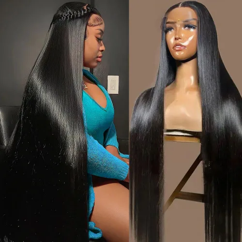 Miniatura 14 de Bling Hair - Pelucas de cabello humano lacio sin pegamento de 13 x 6 para mujer, peluca con cordón mejorada, densidad del 180%, peluca frontal