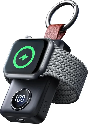 JOYROOM Cargador inalámbrico portátil de 2000 mAh compatible con Apple Watch Series 11/10/9/8/7/6/5/4/3/2/1/SE/UItra 3/UItra 2/Ultra, cargador Negro