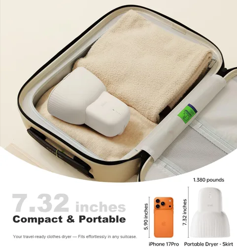 Miniatura 2 de Secadora de ropa portátil Sothing, secadora de ropa para viajes, mini secadora silenciosa de 48dB para ropa con 3 configuraciones de temporizador