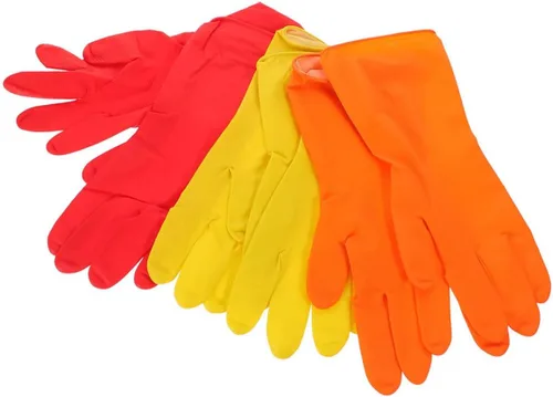 Milisten 3 Pairs Reusable Latex Kitchen Cleaning Gloves for Washing Dishes Household Cleaning Gloves Non-slip with Flocked Liner for Kitchen and