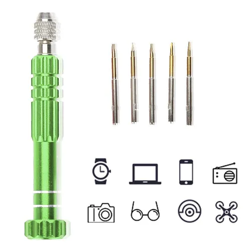 Miniatura 5 de Juego de destornilladores de precisión, mango de destornillador con kit de herramientas de apertura de reparación de 5 puntas para laptop, teléfono