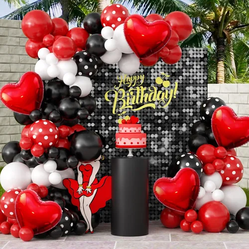 Miniatura 12 de JOGAMS Decoraciones de fiesta de los 80 y 90 165 piezas Globos con guitarra inflable retro, micrófono, anteojos, nota musical, globos de bola