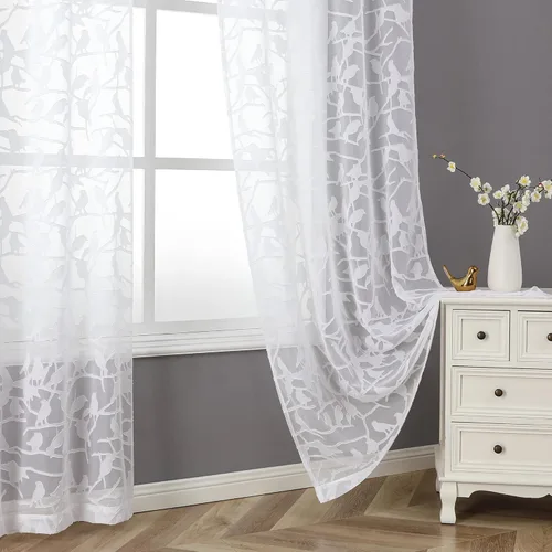 Miniatura 36 de OVZME Anji - 2 paneles de cortinas traslúcidas de gasa marrón de 72 pulgadas de largo para dormitorio, doble bolsillo para barra, tela ligera