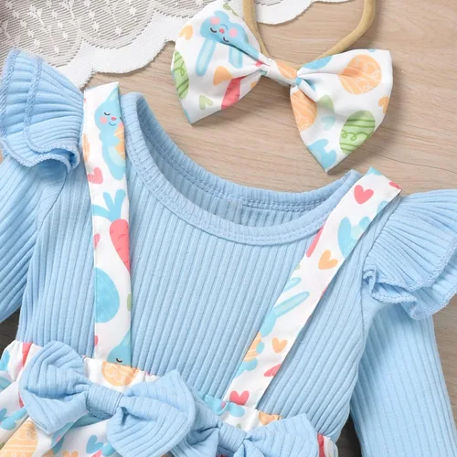 Miniatura 144 de Unutiylo Ropa de bebé recién nacida prematura con tirantes, traje de otoño e invierno, traje de manga larga con volantes
