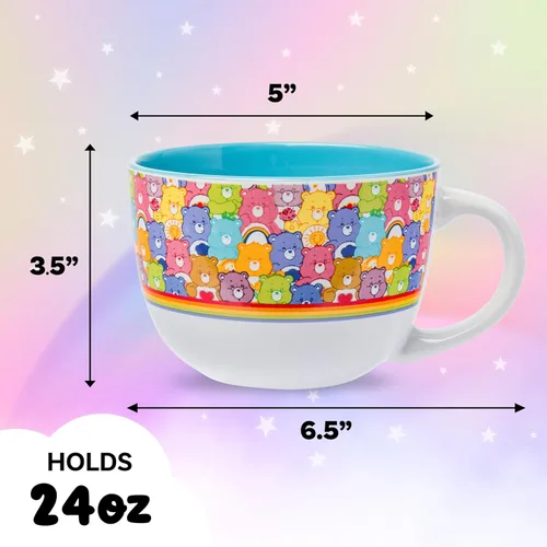 Miniatura 2 de Silver Buffalo Care Bears con Oso Dormiloncito, Tiernosito, Divertiosito, Alegrosita, Suertosito y Más Taza de Sopa Cerámica, 709 ml