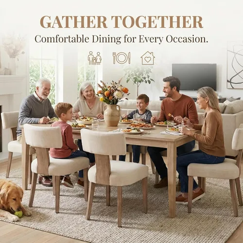 Miniatura 3 de Shunzhi Juego de 2 sillas de comedor modernas de mediados de siglo, sillas tapizadas de madera para comedor, sillas de cocina estilo granja, sillas