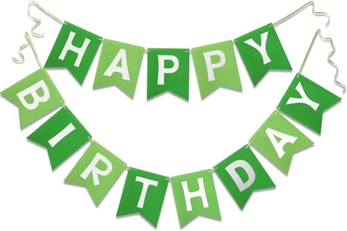Letjolt Banner verde de feliz cumpleaños guirnalda verde 13 piezas | Suministros de banderines de fiesta de cumpleaños temáticos para decoración