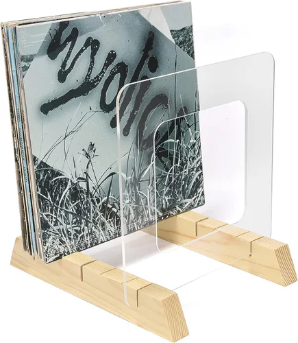 Miniatura 7 de BADALU Soporte de almacenamiento de discos de vinilo extraíble con diseño de ranura profunda antideslizante, almacena y sostiene hasta 60 álbumes