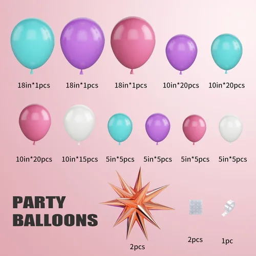 Miniatura 2 de Kit de arco de globos rosa, morado y azul, guirnalda de globos rosa morado con globos de látex rosa, azul, morado, blanco, globos de papel de Rosa