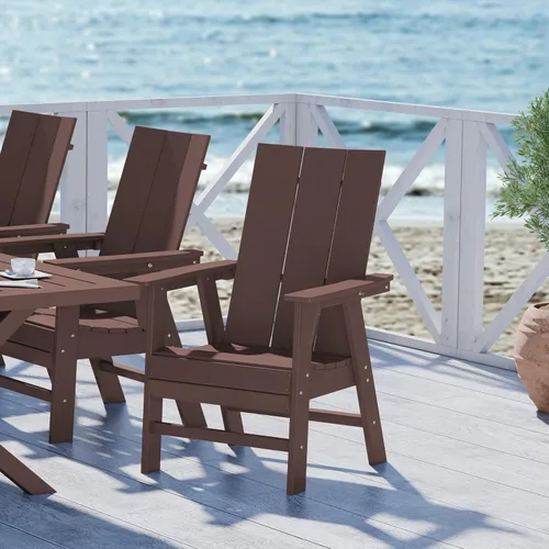 Miniatura 41 de WestinTrends Malibu Outdoor Patio HDPE Adirondack Silla de comedor para patio, color negro
