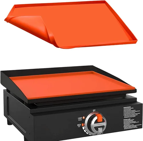 Alfombrilla de parrilla de silicona de 17" para parrilla Blackstone de 17 pulgadas, cubierta de parrilla de silicona resistente de grado Naranja 17