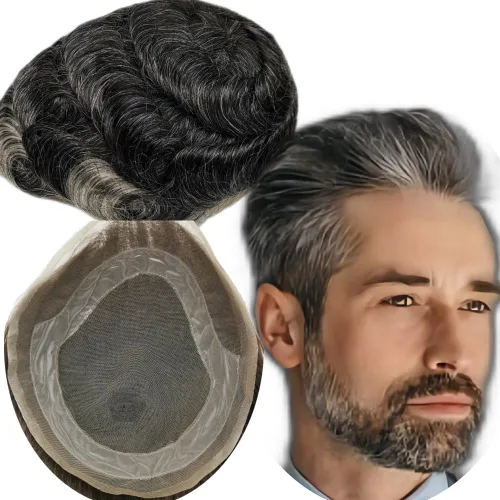 Miniatura 3 de Tupé para hombres y hombres, piezas de cabello para hombre, sistema de reemplazo de prótesis onduladas de tupé, 100% cabello humano real europeo