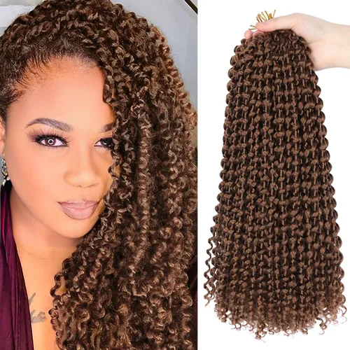 Miniatura 45 de Cabello Passion Twist de 30 pulgadas, cabello rubio de ondas de agua con ganchillo para mujeres, cabello rubio Passion Twist de ganchillo largo 27#