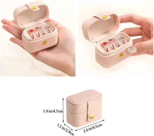 Miniatura 2 de VOMNA Estuche de joyería de viaje, pequeña caja de anillo de joyería, soporte para anillos, mini estuche de joyería de viaje portátil para anillos