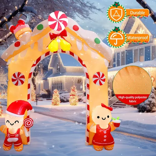 Miniatura 6 de Arco Inflable de Navidad de 10 Pies Hombre de Jengibre - Inflables de Navidad Decoraciones para Exteriores, Decoraciones Inflables de Patio