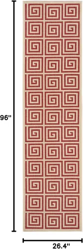 Miniatura 2 de SAFAVIEH Linden Collection - Alfombra lavable para exteriores, alfombra de pasillo de 2.2 x 8 pies, color rojo y crema, no desprende pelusa y fácil