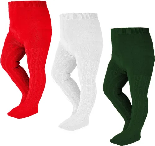 Miniatura 50 de EPEIUS - Pantimedias de punto trenzado, mallas gruesas de algodón para recién nacidos, bebés o niñas pequeñas, paquete de 3, 4, 5 y 6