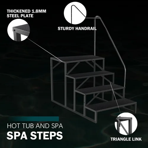 Miniatura 4 de Escalones de bañera de hidromasaje con pasamanos, accesorios inflables para bañera de hidromasaje para adultos, accesorios de bañera para spa