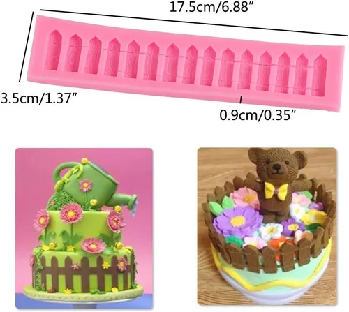 Miniatura 5 de Juego de 2 moldes de silicona para fondant de hierba verde y jardín, molde de pasta de goma de chocolate, herramienta de decoración de bordes