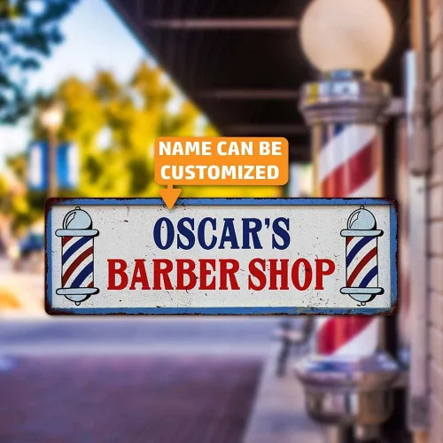 Letrero personalizado de peluquería para corte de cabello, letreros con nombre personalizado, decoración rústica, decoración vintage, placa con