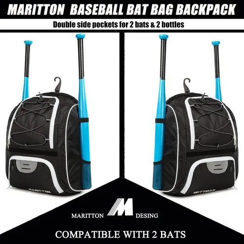 Miniatura 5 de Bolsa de béisbol – Mochila de murciélago para béisbol, T-Ball y equipo de softbol para jóvenes y adultos con compartimento para zapatos y bate