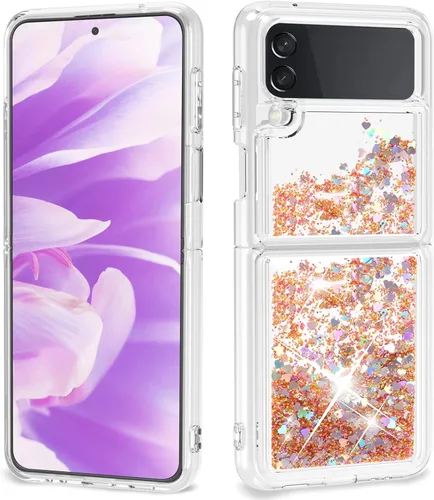Funda con purpurina para Samsung Z Flip 3, a prueba de golpes, funda de TPU transparente con purpurina líquida para Samsung Z Flip 3 para mujer,