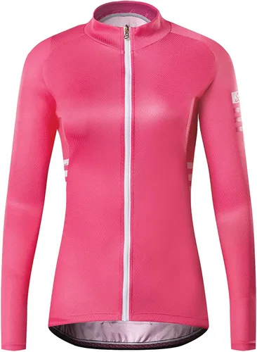 Miniatura 2 de Santic Camiseta de ciclismo de manga larga para mujer, chaqueta de bicicleta con bolsillos