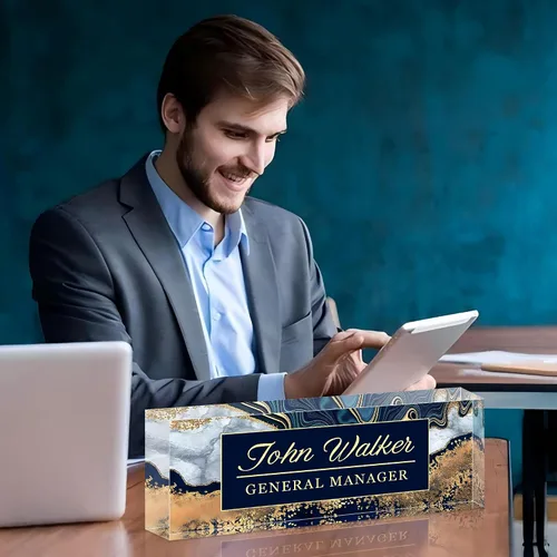 Miniatura 4 de Placa de nombre personalizada para escritorio, letrero de nombre de escritorio acrílico personalizado, regalos de agradecimiento de oficina