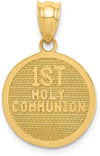 Miniatura 3 de Colgante de oro amarillo macizo de 14 quilates, cruz reversible y primera comunión, 0.669in x 0.591in