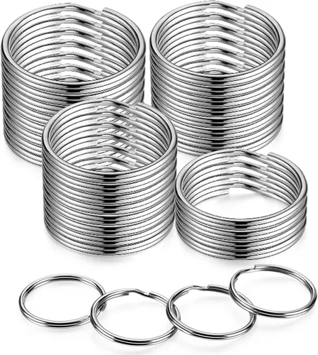 YHYZ Llaveros de 1.5 pulgadas a granel (100 piezas, redondos), 1.496 in (1 1/2 pulgadas), llaveros de metal plateado para llavero Kechain, collar de