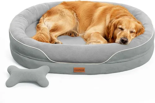 CWAWZ Cama ortopédica XL para perro, cama extragrande para perros, sofá para perros de gran tamaño con refuerzos envolventes completos, cama Gris