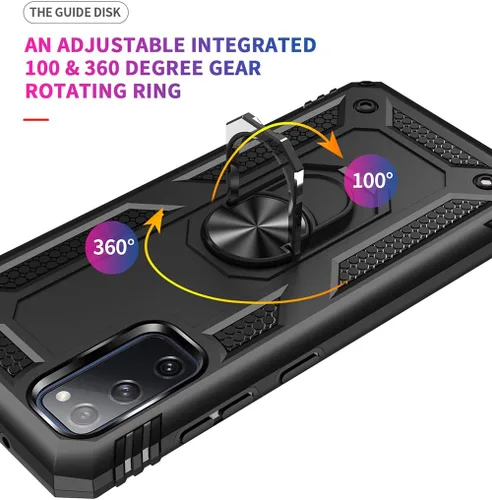Miniatura 5 de Funda de grado militar para Samsung Galaxy S20 FE Funda Galaxy S20 FE 5G Funda 360 metal giratorio anillo soporte soporte Armadura resistente a