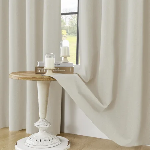 Miniatura 5 de ChrisDowa Cortinas 100% Opacas de Abedul Sólido de 45 Pulgadas de Largo, 2 Paneles para Dormitorio y Sala de Estar, Estilo Granja Oscurecedoras
