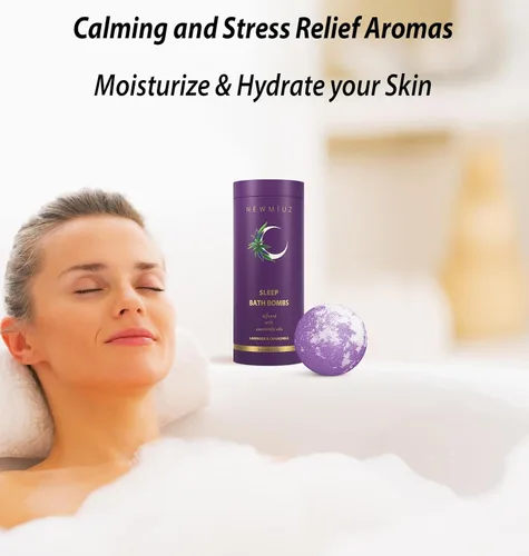Miniatura 2 de Bombas de baño de burbujas para dormir profundo con aceites esenciales de manzanilla de lavanda, baño hidratante para piel seca y relajación, regalo