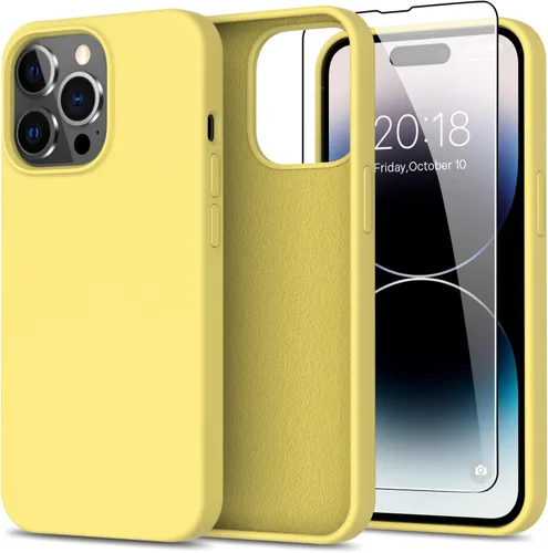 Miniatura 22 de bemal Funda para iPhone 14 Pro con protector de pantalla, silicona líquida de ajuste delgado, forro de microfibra suave, diseñada para mujeres